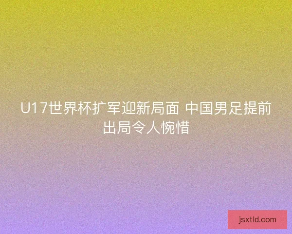 U17世界杯扩军迎新局面 中国男足提前出局令人惋惜